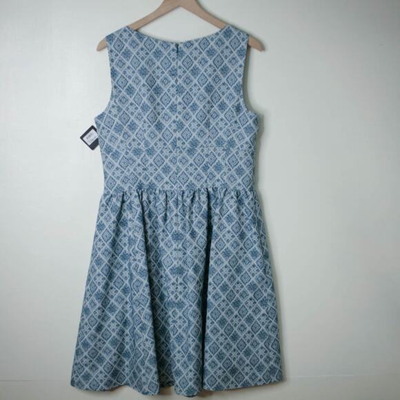 Halogen Sleeveless Fit & Flare Teal Diamond Dress 14 NWT - Picture 7 of 8